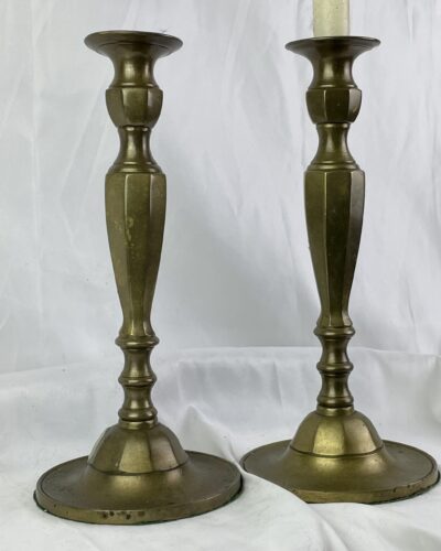 Handsome Pair of Antique Brass Candle Stick Holders