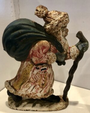 Authentic, Antique Cast Iron St. Nick Christmas Santa, Santa Clause Door Stop