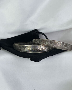 Vintage Pair of tarnished Tibetan Silver Cuff Bracelets