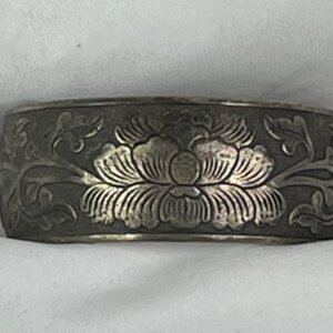 Vintage tarnished Tibetan wide Silver Cuff Bracelet