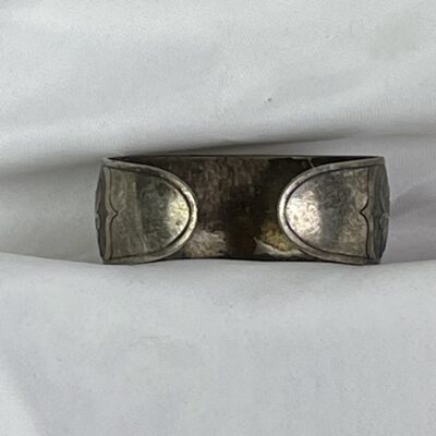 Vintage tarnished Tibetan wide Silver Cuff Bracelet - Image 5