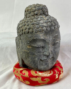 Authentic Nepalese, Stone Carving of the Bust of Buddha with silk pillow