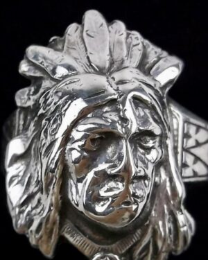 UNIQUE 1950s Navajo Sterling Silver Chief Ring, size: 6-8 Adjustable