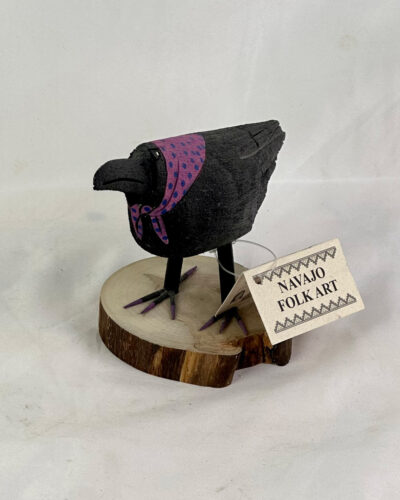 Signed, Certified, Authentic Navajo Folk Art Wood Carving of a Crow