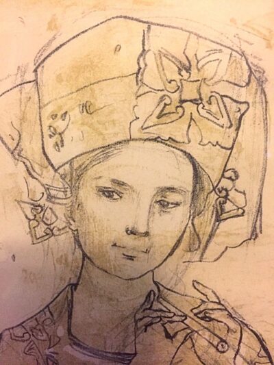 RARE Artist Proof,  Edith Hibel: IV  8/10 , Matted, Gold Wooden Frame - Image 3
